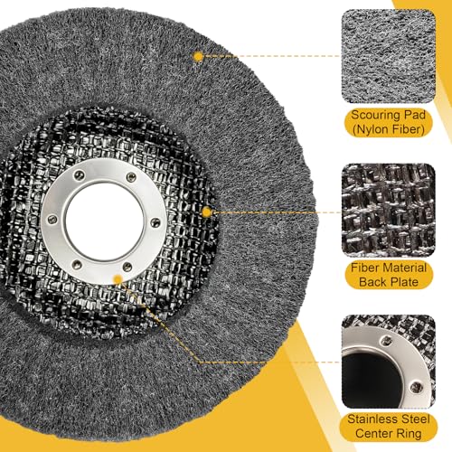 BURMONG 10Pcs 4.5'' Buffing Polishing Wheel for Angle Grinder - 7 Aluminum/Stainless Steel Metal Polishing Wheels & 3 Compounds Kit, Scour Flap Disc for Metal (7/8'' Arbor)