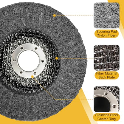 BURMONG 10Pcs 4.5'' Buffing Polishing Wheel for Angle Grinder - 7 Aluminum/Stainless Steel Metal Polishing Wheels & 3 Compounds Kit, Scour Flap Disc for Metal (7/8'' Arbor)