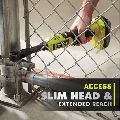 RYOBI ONEAND HP 18V BRUSHLESS Cordless 3/8 in. Extended Reach Ratchet Tool ONLY PBLRC25B | Battery and Charger Sold Separately