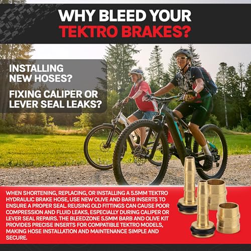 BleedZone Tektro Barb and Olive 5.5mm Kit, Brake Hose Fittings for Tektro Hydraulic Brakes, MTB Brake Line Barb and Olive No Leak Hose Inserts for Compatible Models, All-in-One Bike Tool Kits (2 Sets) - style: Olive Insert Set