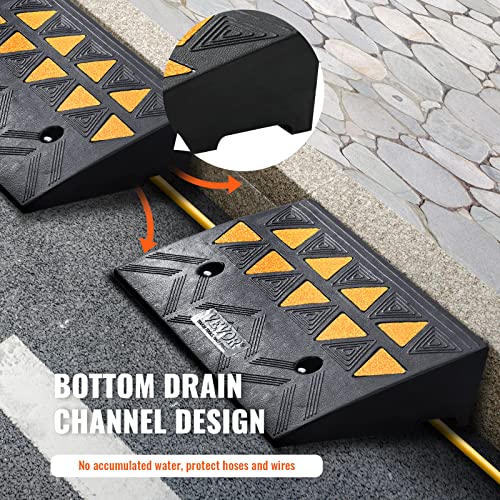 VEVOR Rubber Curb Ramp 2 Pack, 4.3" Rise Height Heavy-Duty 33069 lbs/15 T Capacity Threshold Ramps, Driveway Ramps with Stable Grid Structure for Cars, Wheelchairs, Bikes, Motorcycles - size: 4.3" H