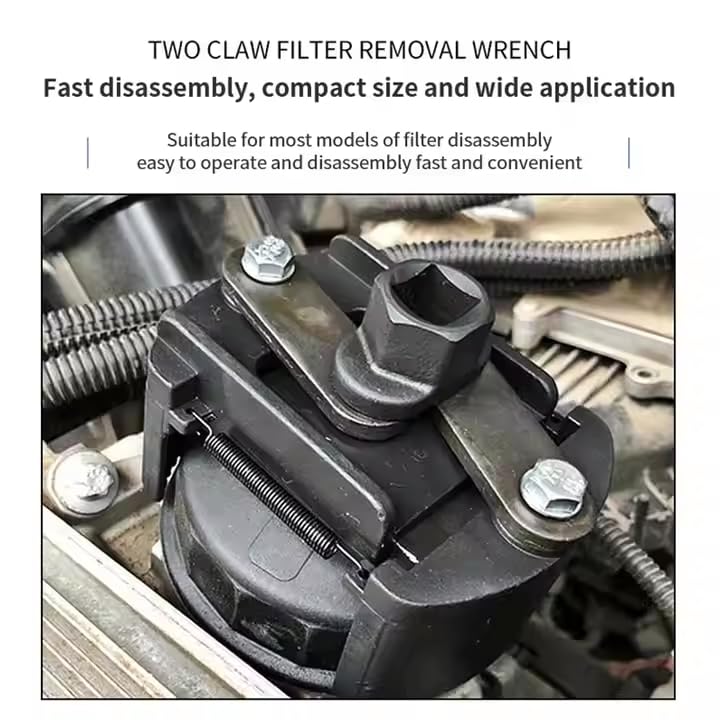 Universal Adjustable Oil Filter Wrench, 60-80mm Oil Filter Removal Tool, Heavy Duty Drop Forged Steel, Auto-Clamping Oil Filter Remover with 1/2-Inch Drive for Car Truck SUV UTV Oil Change Maintenance