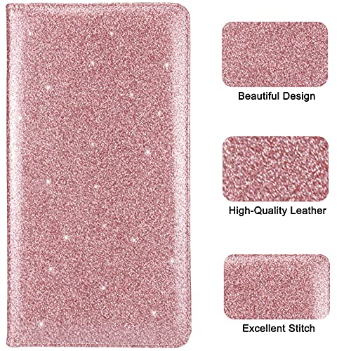 Car Registration and Insurance Holder, Premium Leather Insurance and Registration Holder,vehicle Glove Box Car Organizer, with Magnetic Shut for Cards, Driver License (Glitter Rose Gold) - color: 08-Glitter Rose Gold
