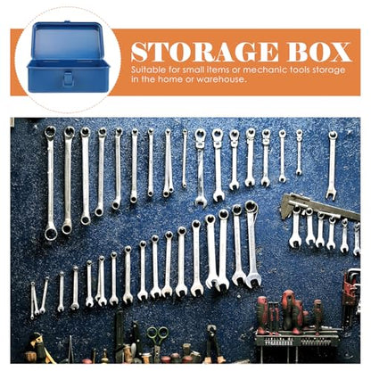 BESTonZON Tool Box Metal Tool Storage Box 7.48 X 4.72 X 3.07 in Mechanics Tools Organizer with Handle and Latch for Car Trunk Workshop Screwdrivers and Wrenches