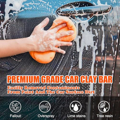 Car Clay Bar Detailing kit - Clay Bars Auto Detailing Premium Grade Magic Clay Bar Kit Car Detailing Kit with Washing and Adsorption Microfiber Towel 4 Pack 100g