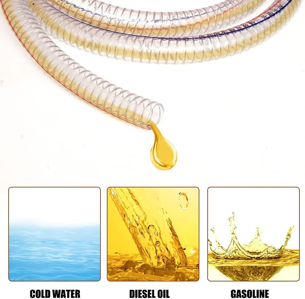 8.2FT 1" Heavy Duty Gas Siphon Hose, Self-Priming Fuel Transfer Pump | Jiggler Siphon with Brass Valve & Metal Clamp, Transfer Hose for Gasoline, Fish Tank Water Changes, Boats, ATVs & Tractors - size: 1"ID x 1Pcs