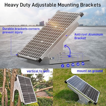 Voltset 50W Solar Panel Kit 12V Solar Battery Trickle Charger & Maintainer | MPPT Charge Controller | Waterproof Solar Panel Battery Charger | for Car RV Boat Marine Trailer | Adjustable Mount Bracket - size: mppt 50w