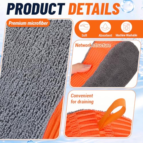 4 Pack Large Microfiber Car Wash Sponges, Cleaning Extra Thick Multi-Purpose Non Scratch Dual-Sided Scrub Pad Reusable Pad for Car, Trucks, Suvs, Boat, Bathroom, Kitchen(Green & Orange) - color: Green & Orange