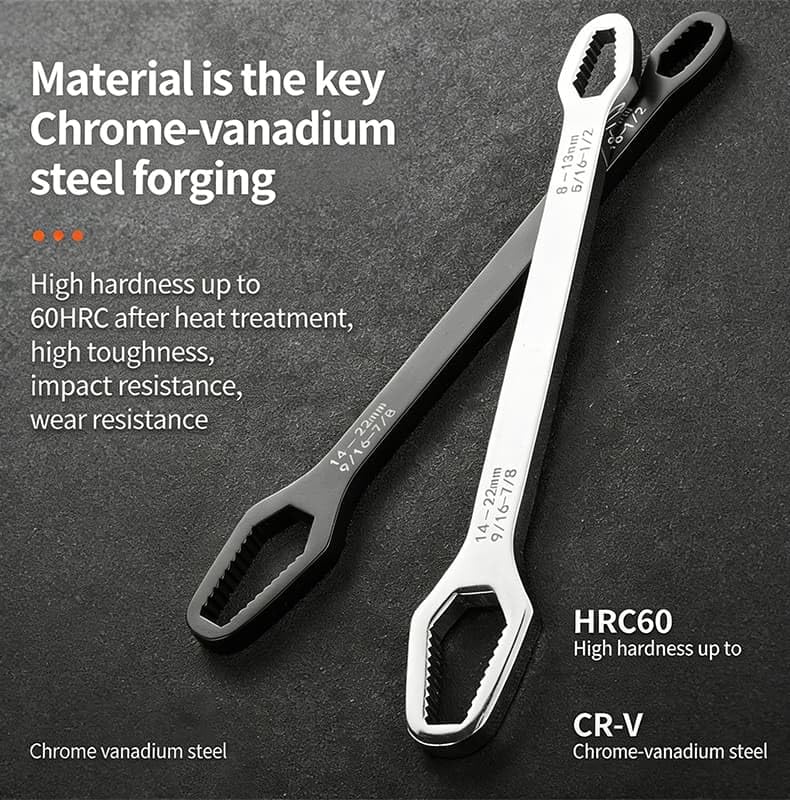 Universal Double Ended Wrench,Universal Car Wrench,Diy Machine Auto Maintenance, For 3mm-24mm Nuts, Chrome Vanadium Steel,For Home,Construction (Silver) - color: Silver