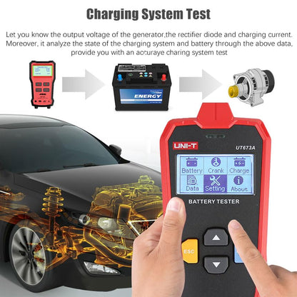 UNI-T UT673A Battery Tester 12V Car Battery Tester,40-2000 CCA Automotive Battery Load Tester,Capacities from 30Ah to 250Ah for Truck Boat Marine SUV ATV Auto Cranking and Charging System Tester - size: UT673A