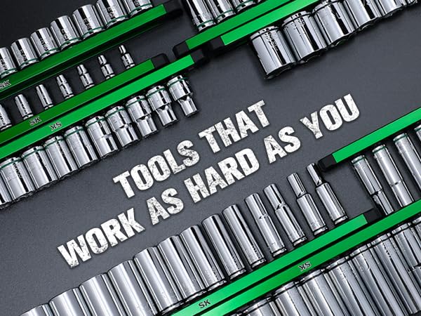 SK Tools USA 3/8" Drive, 12 Piece, 6 Point, SAE, Deep Chrome Socket Set
