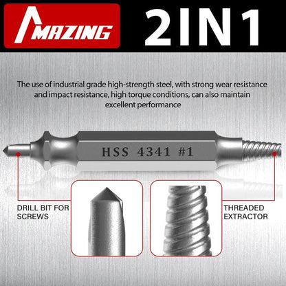 MAZING Damaged Screw Extractor Set, 6PCS Stripped Screw Grab Kit, Easy Removal of Rusty & Broken Screw, Hardware Gifts for Men Easy Out Remover and Extractor, Broken Stripped A Screw Extractor