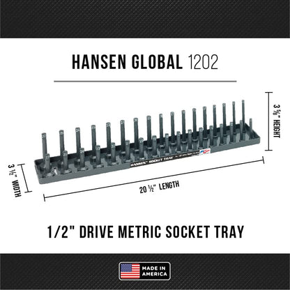 Hansen Global 92000 SAE & Metric, 2-Row Socket Tray Set - 6-Pieces, Red & Grey - color: Red & Grey