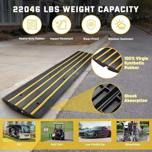 Yescom Driveway Curb Ramp Low Profile Car Ramp 2.6" Rise Garage Sidewalk | 2 Pack