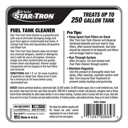 Star Tron Fuel Tank Cleaner – Removes Sludge, Varnish & Other Deposits – Helps Restore Performance of Old, Stale Fuel – Concentrated Formula for Gasoline and Diesel Tanks - style: 64 Ounce