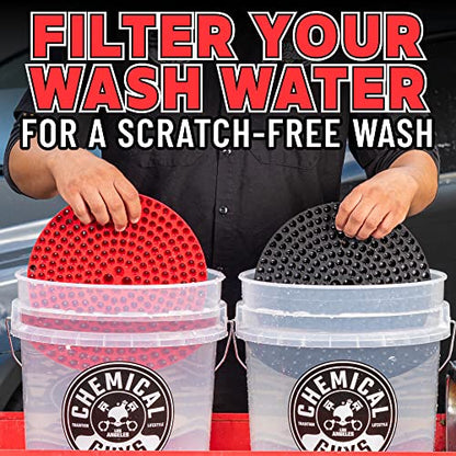 Chemical Guys Two Car Wash Bucket Kit with Dual Dirt Trap Filters, Chenille Wash Mitt, Mr. Pink, Citrus Wash, After Wash, and Drying Towel - 11 Items - Two Bucket Method Complete Setup - style: HOL129