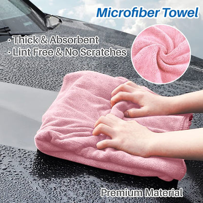 3 Pcs Pink Wash Sponge Microfiber Polishing Towel Exterior Car Cleaning Tools Wash Mitt Lint Free Accessories Set for Car Detailing - color: Pink