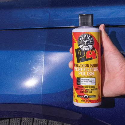 Chemical Guys P4 Precision Paint Perfection Polish - Scratch Remover & Swirl Remover for Cars, Trucks, Motorcycles, & SUVs, Fixes Paint Imperfections & Towel Marks, Restores Gloss & Clarity, 16 oz - style: P4 Perfection Polish