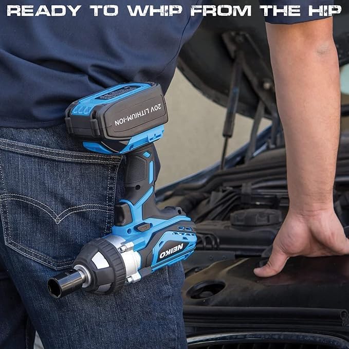 Neiko 10878A 1/2-Inch-Drive High-Torque Cordless Electric Impact-Wrench Kit with 20-Volt Lithium-Ion Charging Battery and 4 1/2-Inch-Drive Sockets - style: 1/2" Impact Wrench