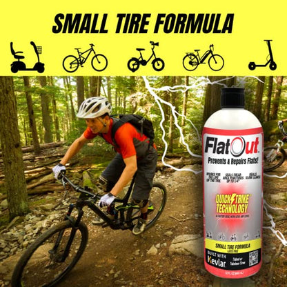 QuickStrike Tire Sealant - Small Tire/Bicycle Formula - NEW Formula - Prevents Flat Tires - Seals Leaks - Contains Kevlar - Tubeless Tire Sealant - 16 Ounce Bottle - size: 16 Fl Oz