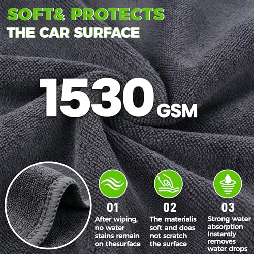 3-Piece Car Wash Kit: 2 Scratch-Free Chenille Microfiber Wash Mitts + 1 Large 400GSM Drying Towel, Lint-Free Auto Cleaning Set for Cars Trucks SUVs RVs | 2 Scratch-Free Chenille Washing Glove + 1 Large 400GSM Drying Towel, Lint-Free Auto Cleaning Set for