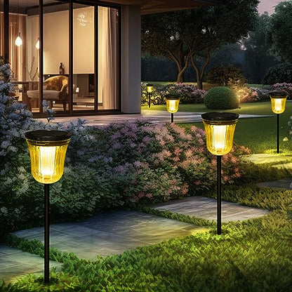 Solar Pathway Lights Outdoor, Solar Lights Outdoor Waterproof IP65, 200 LM Auto On/Off Solar Lights Garden,Outdoor Solar Lights for Yard Garden Walkway Driveway Path - size: 1 Pack-200 Lumen