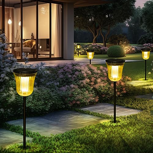 Solar Pathway Lights Outdoor, Solar Lights Outdoor Waterproof IP65, 200 LM Auto On/Off Solar Lights Garden,Outdoor Solar Lights for Yard Garden Walkway Driveway Path - size: 1 Pack-200 Lumen