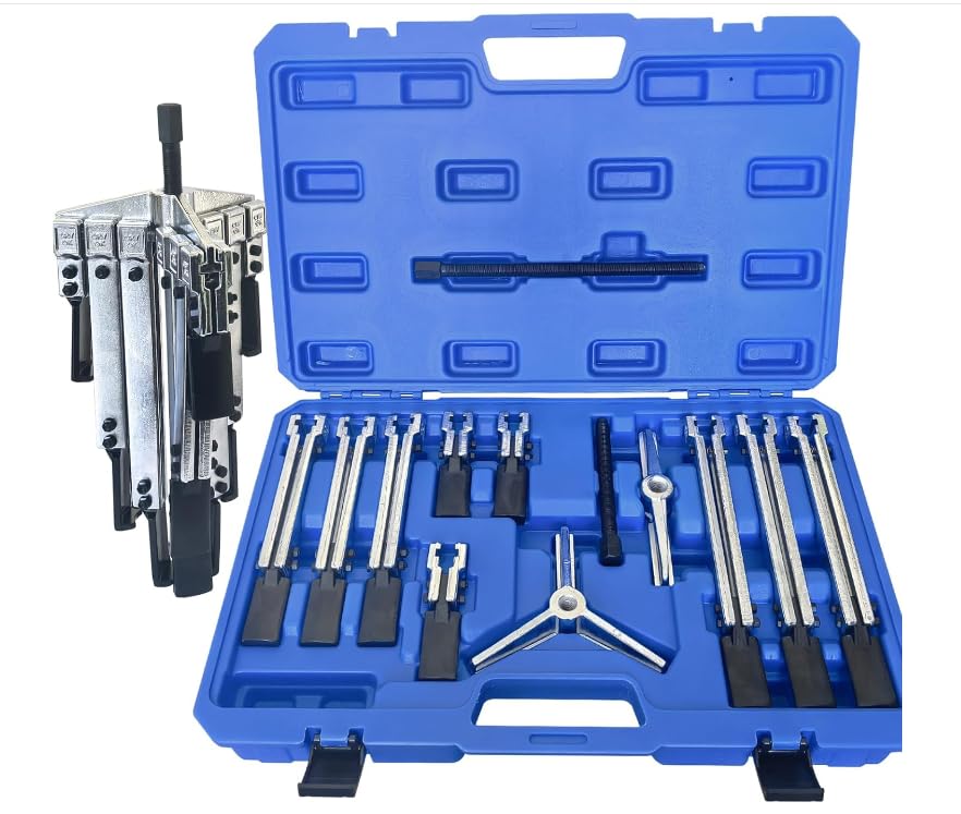 13Pcs Gear Puller Set, 2 Jaw & 3 Jaw Bearing Puller for Internal External Bearings Gears Pulleys Flywheels Removal, Heavy Duty Cr-V Steel Automotive Vehicles Machinery DIY Pulling Tool Kit - color: Blue