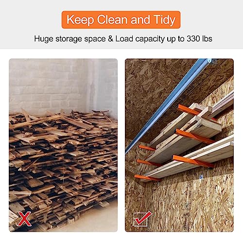 Ultrawall Wall Mount Wood Organizer and Lumber Storage Metal Rack with 3-Level - Indoor & Outdoor Use, 2 Pack - style: Industrial