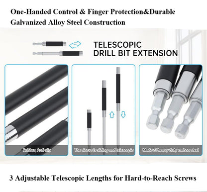 ChgImposs 3pcs/set Scalable Magnetic Screw Drive Guide Drill Bit Tip Holder, 3.15"/4.72"/5.51"(80/120/140mm) Screwdriver Bit Holder Extension Bar Adapter, Drill Bit Guide Rod Adapter