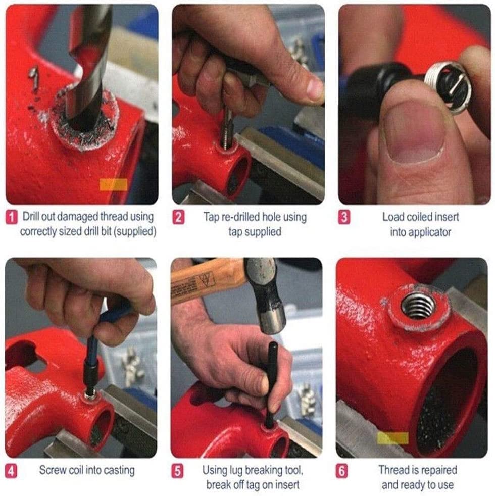 14pcs Thread Repair Kit M14 x 1.25mm Metric Thread Repair Insert Kit Compatible Hand Tool Set for Auto Repairing (M14-1.25)