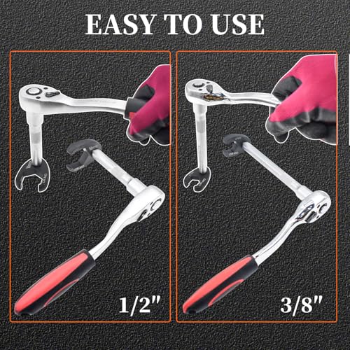 21Pcs Crows Foot Wrench Set 1/2" and 3/8" Drive Flare Nut Crowfoot Set | Metric 8-32mm 6 Point Crows Feet Wrenches, Flare Nut Wrench Kit for Removing Nuts from Hard-to-Reach Areas