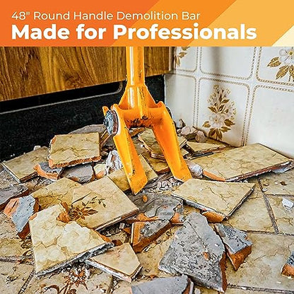 48” Demolition Pry Bar & Crowbar – Oval Handle Wrecking Bar for Ceiling & Wall Demo – Heavy Duty Nail Puller Tool for Contractors, Firefighters & Home Renovations - size: 48" Oval