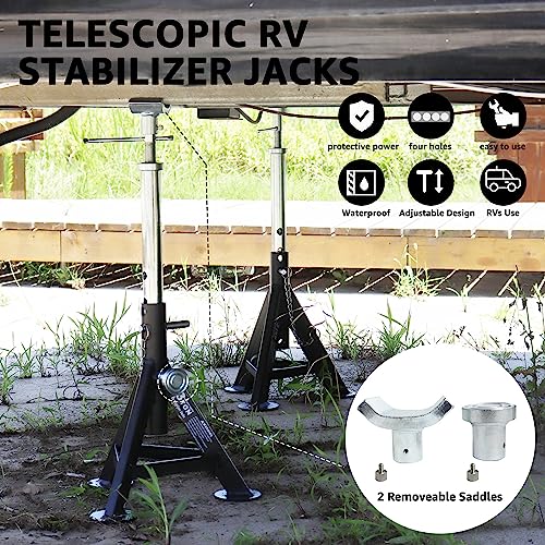 BESTOOL RV Supports Stabilizer Jacks, Travel Trailer Stabilizer Jacks Camper Jack Stands from 17.3" to 30." 1 Pair Capacity 12000 lbs, 2 Pack - color: Black-Dual head RV stabilizer jacks/2PC