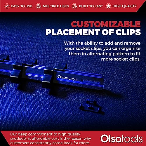 Olsa Tools 1/2-Inch Drive Aluminum Socket Organizer with Locking End Caps - Professional Quality Socket Holder - BLUE - PART 1174 - color: Blue, size: 1/2-Inch Drive