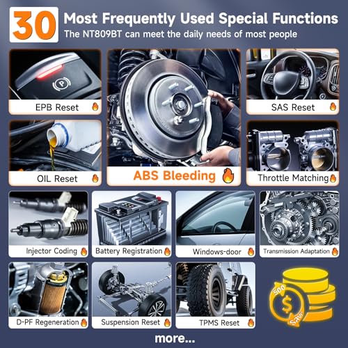 2026 FOXWELL Scanner NT809BT OBD2 Scanner Diagnostic Tool with 30+Resets, All System Bidirectional Scan Tool for All Vehicles, CAN-FD, FCA Autoauth, 3-Yr Free Update, AutoVIN, Wireless 65-Foot, Orange - color: NT809BT Bidirectional Scanner Orange