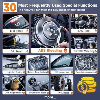 2026 FOXWELL Scanner NT809BT OBD2 Scanner Diagnostic Tool with 30+Resets, All System Bidirectional Scan Tool for All Vehicles, CAN-FD, FCA Autoauth, 3-Yr Free Update, AutoVIN, Wireless 65-Foot, Orange - color: NT809BT Bidirectional Scanner Orange