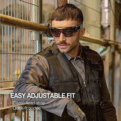 DEX FIT Safety Goggles SG220, Wide-Vision Lab & Chemical Splash Eye Protection, Anti-Fog & Scratch Resistant, Soft Seal, Z87.1 Approved; Black/Orange, Smoke Tinted Lens, 30mm Strap, 1 PC - color: Black/Orange - Smoke - 30mm