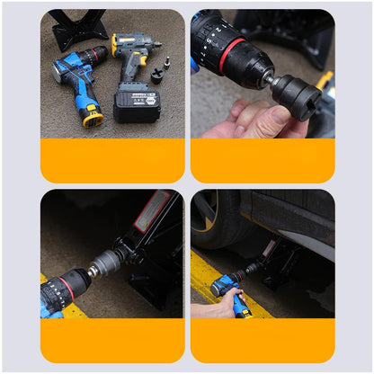 2 Pack Scissor Jack to Impact Driver Adapter Instead of Car Jack Ratchet Wrench for 1/2 Inch Impact Wrench 1/4" Hex Electric Screwdriver Cordless Drill Power Tool Scissor Lift Jack Car Kit
