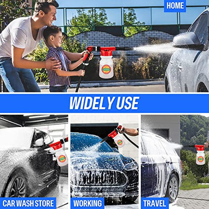 Car Wash Foam Gun/Hose Sprayer, 16 IN 1 Foam Cannon for Car/Garden Cleaning | Adjustable with 2.5-6 Ratio Dial Foam Blaster, 1L Bottle, Nozzles, Mitten&Towel, 1/2” Quick Connector for Garden Hose,Sprayer - style: 16 IN 1 Car Wash Foam Gun