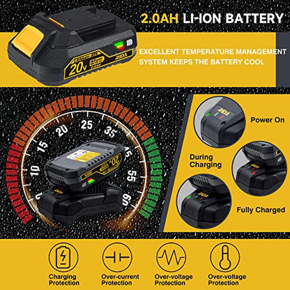 RIDA Cordless Impact Driver Kit 20V 180Nm Torque Home DIY & Repair Projects | 1/4" All-Metal Hex，0-2800RPM, Variable Speed, 2.0Ah Battery, 1H Fast Charger, 25 Driver Bits, Storage Tool Bag - style: Cordless Impact Driver