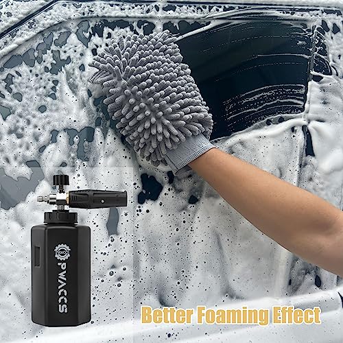 PWACCS Foam Cannon for Pressure Washer, Adjustable Car Wash Foam Cannon, Big Mouth Snow Foam Lance with 1/4" Quick Connect, Thick Foam Power Wash Foam Blaster 1.5 L, Additional Orifice Nozzle 1.1mm - style: Black Foam Cannon