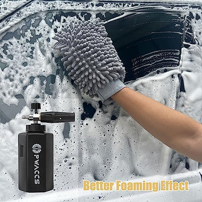 PWACCS Foam Cannon for Pressure Washer, Adjustable Car Wash Foam Cannon, Big Mouth Snow Foam Lance with 1/4" Quick Connect, Thick Foam Power Wash Foam Blaster 1.5 L, Additional Orifice Nozzle 1.1mm - style: Black Foam Cannon