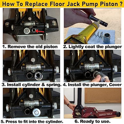 Replacement Pump Piston Pump Plunger Kit for Harbor Freight-Costco-Arcan-Matco 3 ton & 3 1/4 ton Floor Jack, Low Side Smaller of The Two Plungers