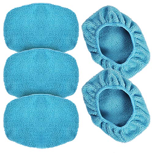 Car Care Microfiber Cloths for Windshield Cleaning Tool, Windshield Cleanner Wand Replaceable Glass Cleaning Bonnets, Interior Auto Window Cleaner Washing Pads, Fit 5”, Blue, 5 Pack - color: Microfiber(blue)