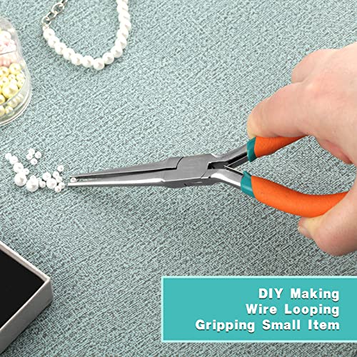 SPEEDWOX 6-Inch Needle Nose Pliers with Anti-Loss Lanyard Mini Long Nose Pliers With Non Serrated Edge Mini Precision Wire Looping Pliers for Hard to Reach Narrow Spaces - style: Straight Tips