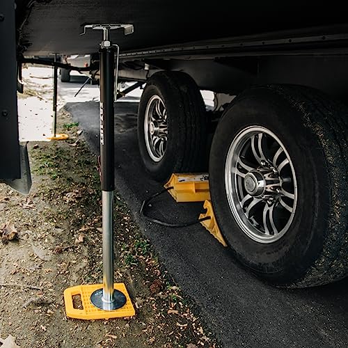 Camco RV Stabilizing Jack Pads - Features Interlocking Design & Includes Handy Strap for RV Storage and Organization - Molded of Strong UV Stabilized Polypropylene - (44595), 4 Count (Pack of 4) - size: 6.2-Inch x 6.2-Inch (Pack of 4), style: Pack of 4