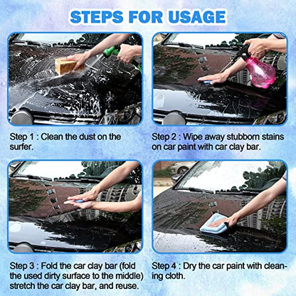Car Clay Bar 4 Pack 400g, Premium Grade Clay Bars Auto Detailing Magic Clay Bar Kit with Towel Clay Bar Cleaner with Washing and Adsorption Capacity for Car Wash Car Detailing Clean,RV,Glass Cleaning