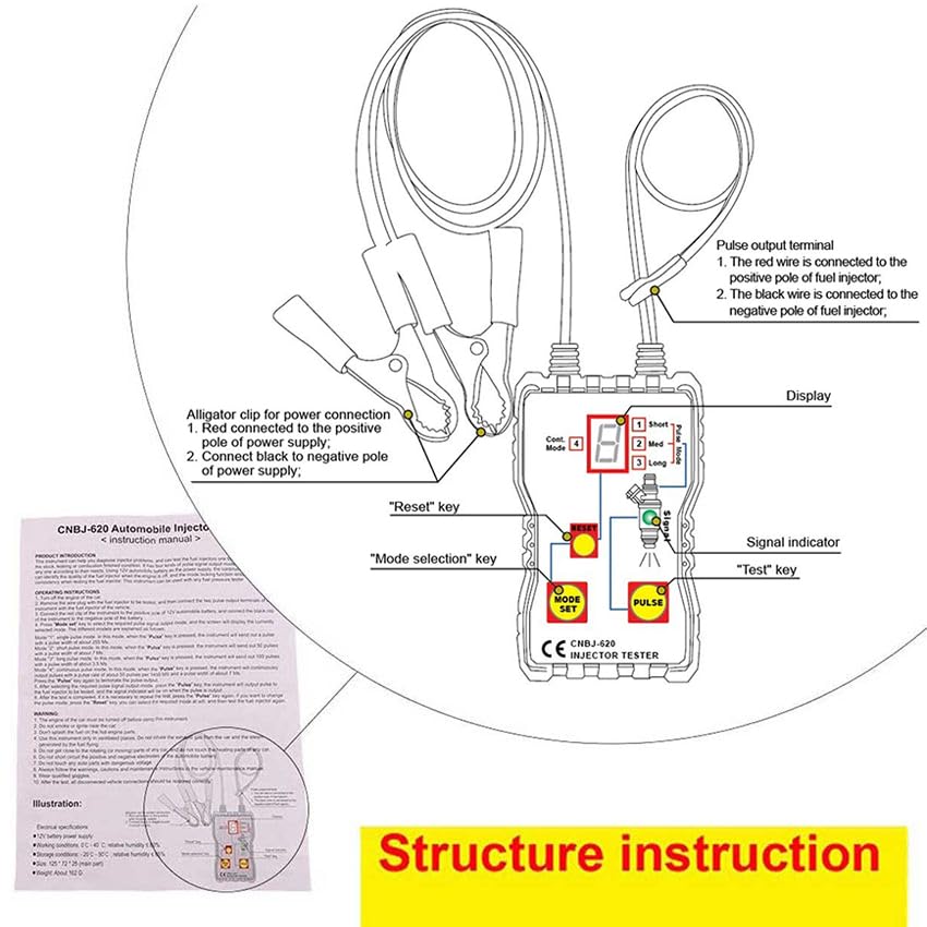 Fuel System Scan Tool Automotive Cleaning Tool Kit Injector Flush Cleaner Car Fuel Injector Tester Portable 4 Pluse Mode