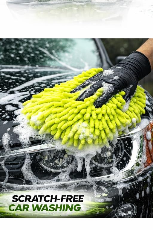 Never Ride Stock Microfiber Car Wash Mitt – Scratch-Free Chenille, Extra Thick & Ultra Absorbent – Safe for Black & Dark Paint – Lint-Free, Reusable Auto Cleaning Glove